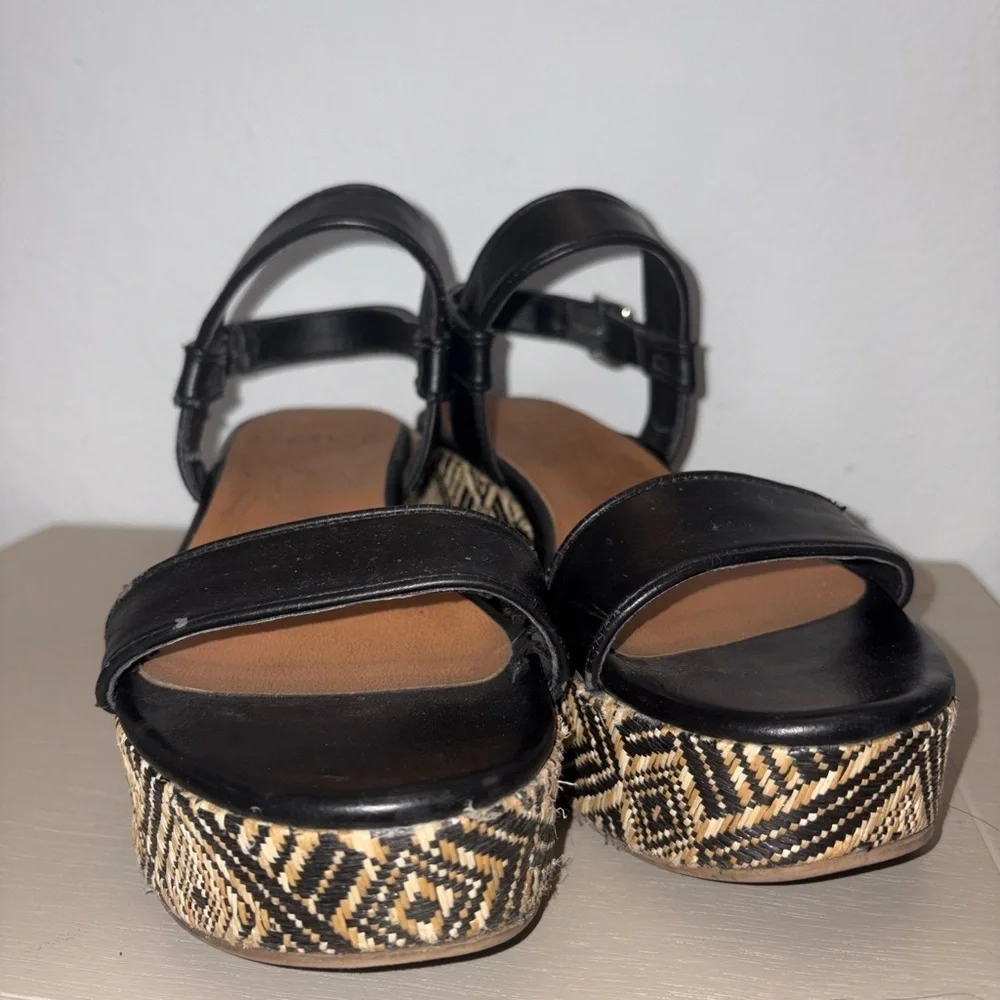 DV Dolce Vita Woven Tribal Raffia Black Platform Wedge Sandal